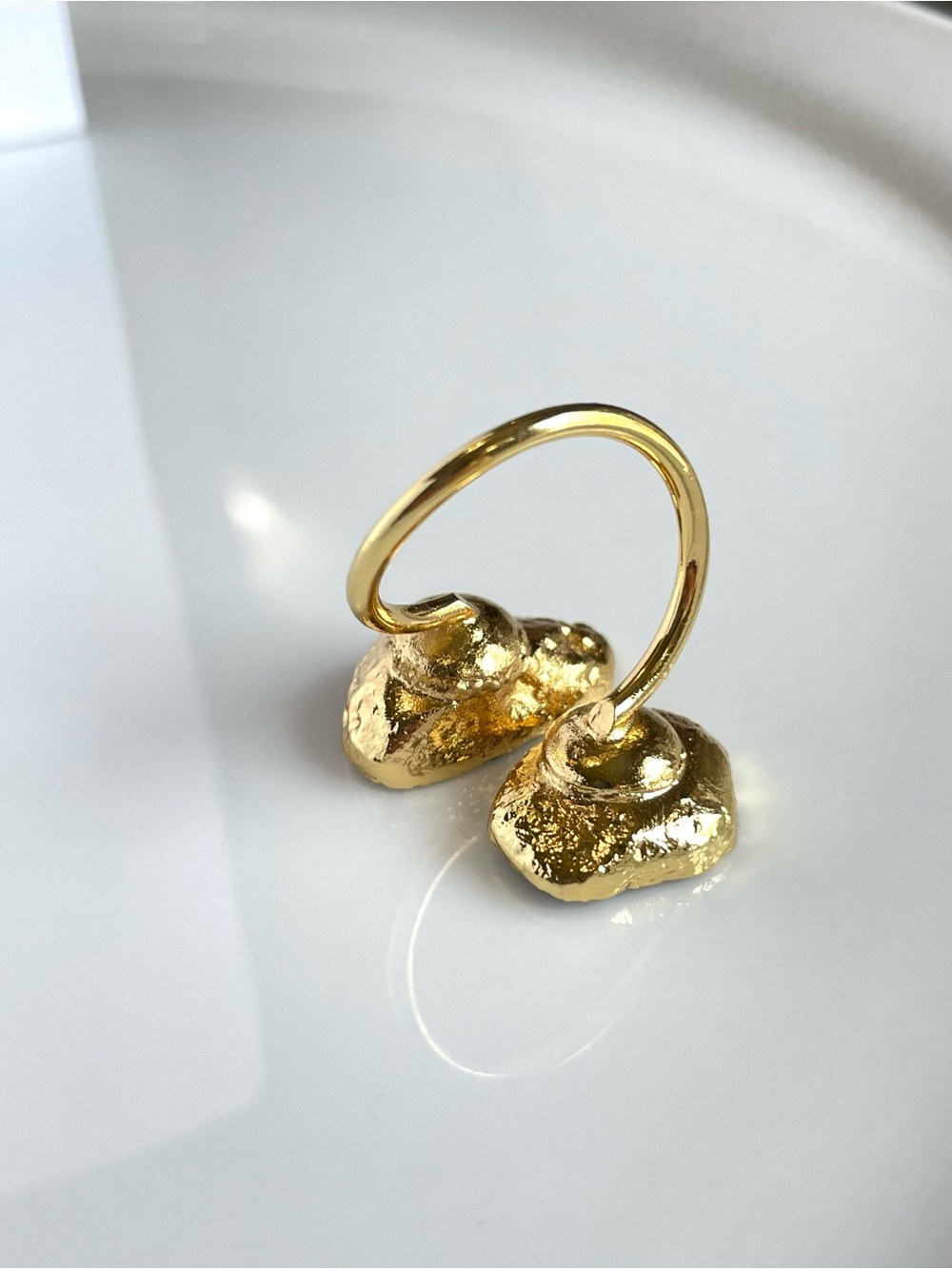 18K Gold Plated Yellow & Blue Agate Druzy Wrap Ring - Picture 7 of 10